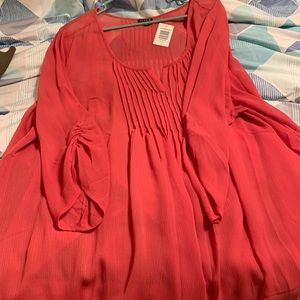 Torrid Red Pintuck Blouse